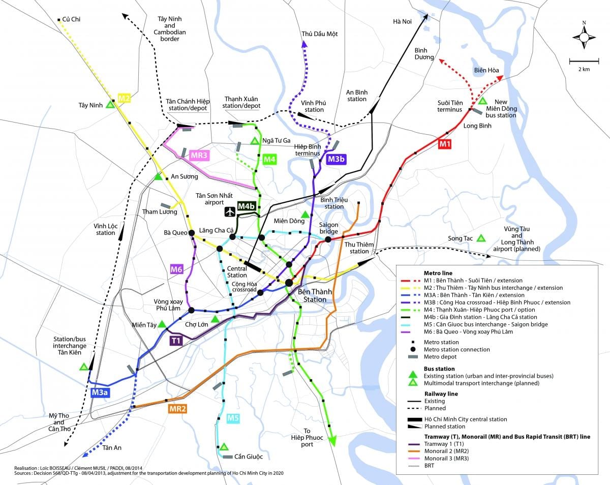 ホーチミン市内のメトロ地図