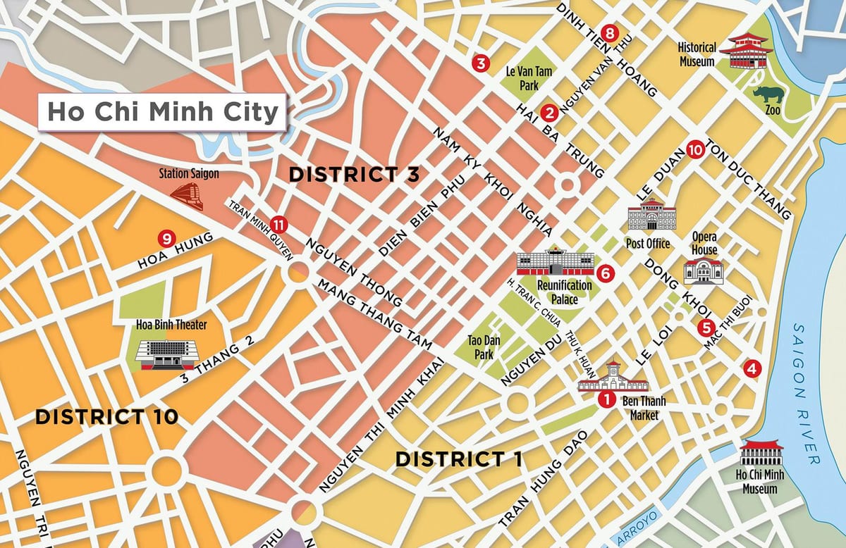 地図の地区の1サイゴン