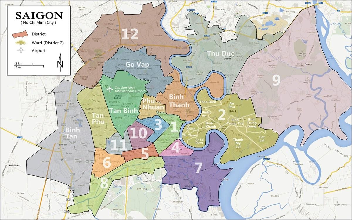 地図の地区の9ホーチミン市 