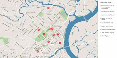 ホーチミンの観光名所の地図
