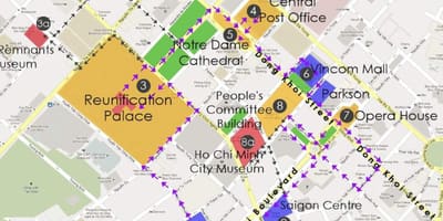 ホーチミン市を歩くツアーの地図